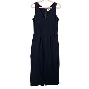 Pact Jumpsuit Womens Medium Gray Wide Leg Organic Cotton Tank Pockets Lagenlook